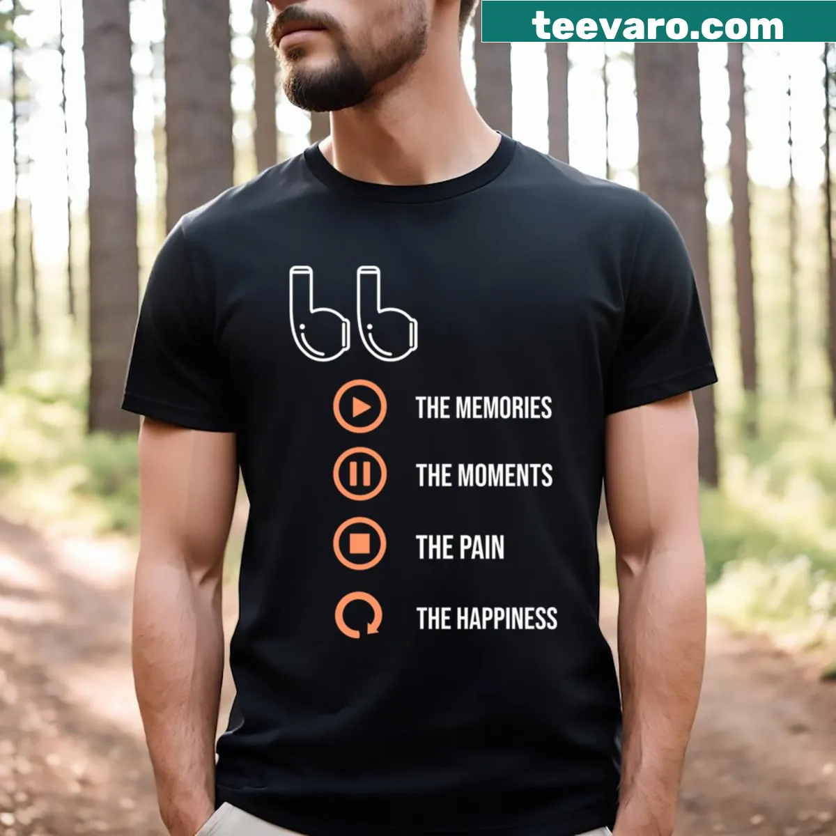 Playful music-themed t-shirt featuring a catchy design and text — on a men's t-shirt