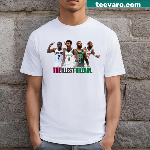 Kyrie Irving-inspired T-shirt with edgy villain-themed illustration