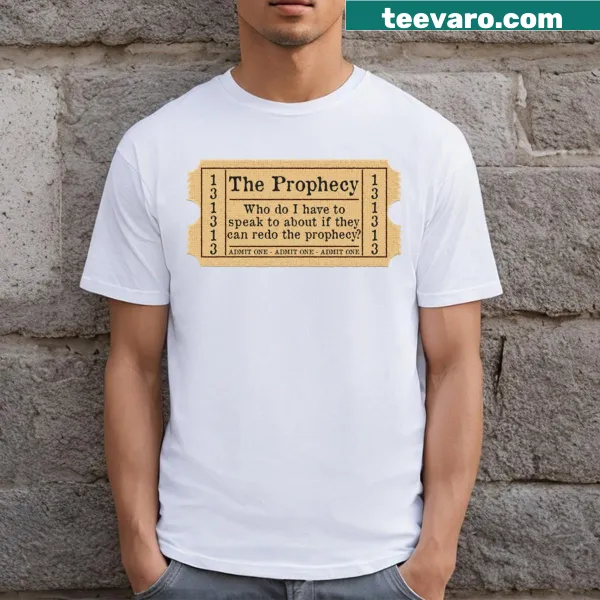 T-shirt featuring a fantasy-themed graphic titled: The Prophecy