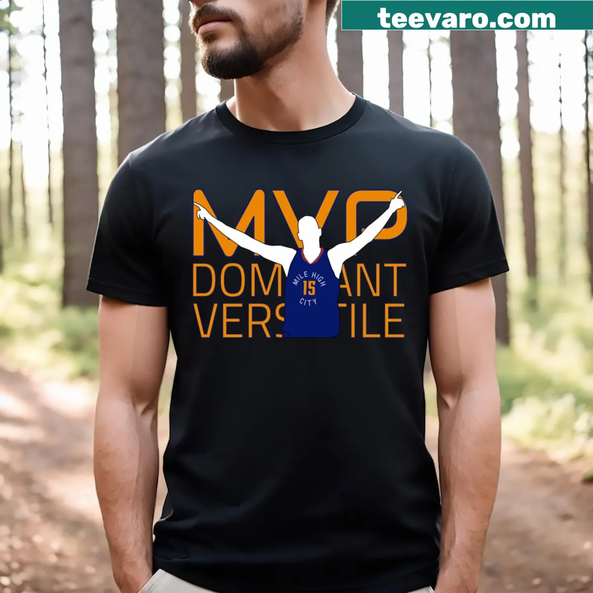 Typography design celebrating Nikola Jokic on a T-shirt — on a men's t-shirt