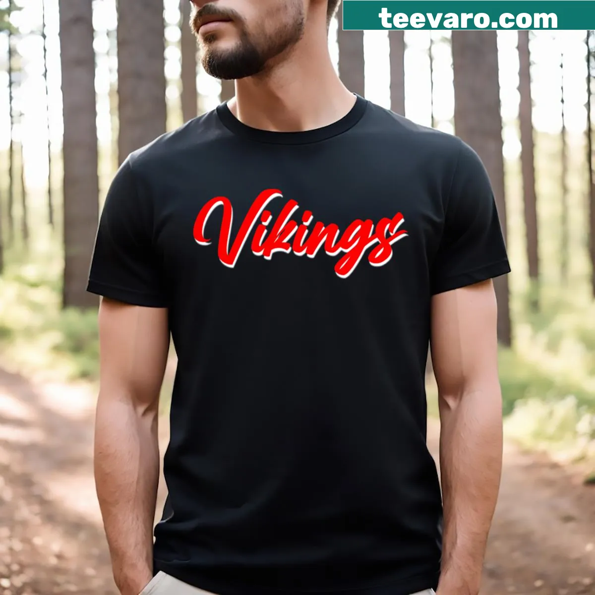 Vintage Viking T-shirt with a bold, stylized Viking graphic — on a men's t-shirt