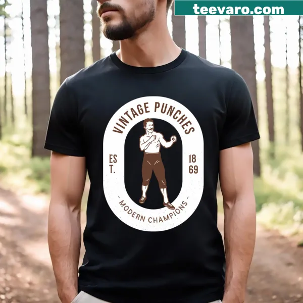 Vintage boxing logo t-shirt featuring punch graphics and champions text