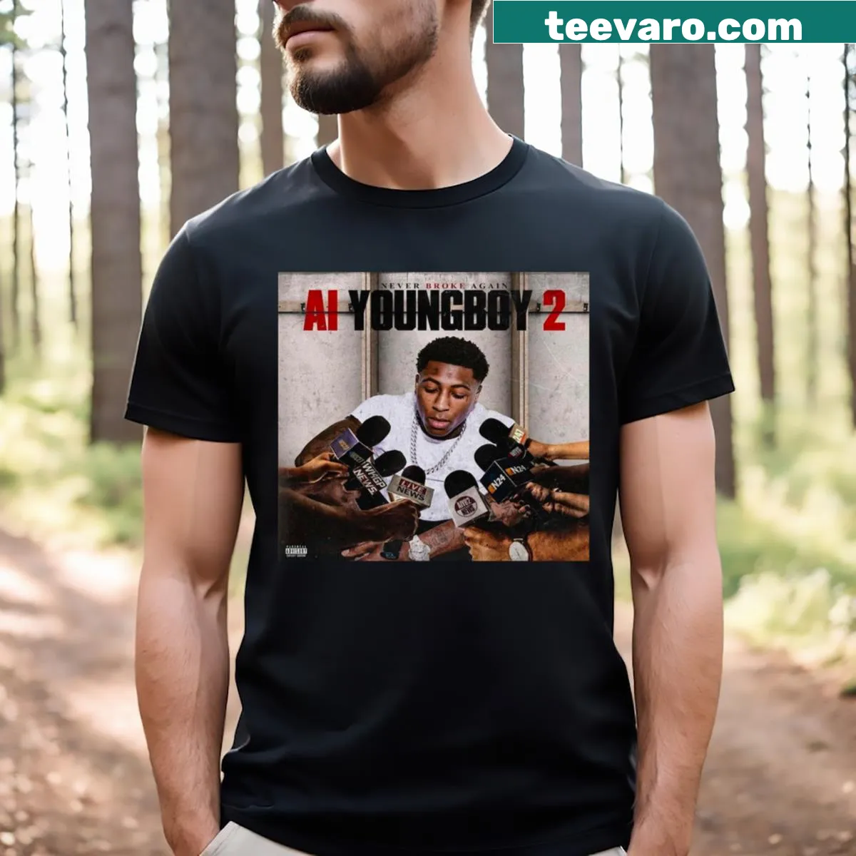 Bold typographic T-shirt featuring the phrase 'Yorungboy' — on a men's t-shirt