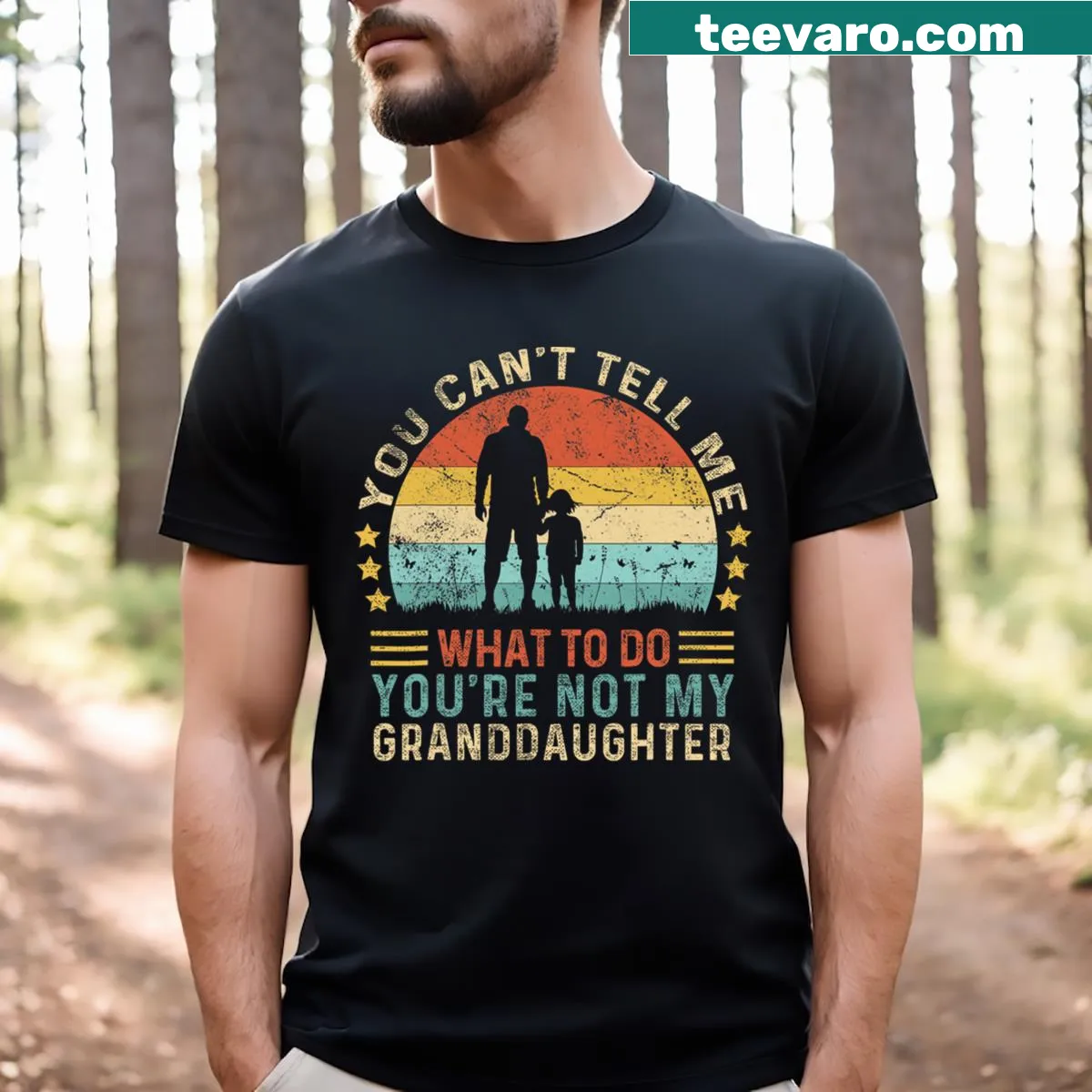 Funny T-shirt with text declaring independence from granddaughter advice — on a men's t-shirt
