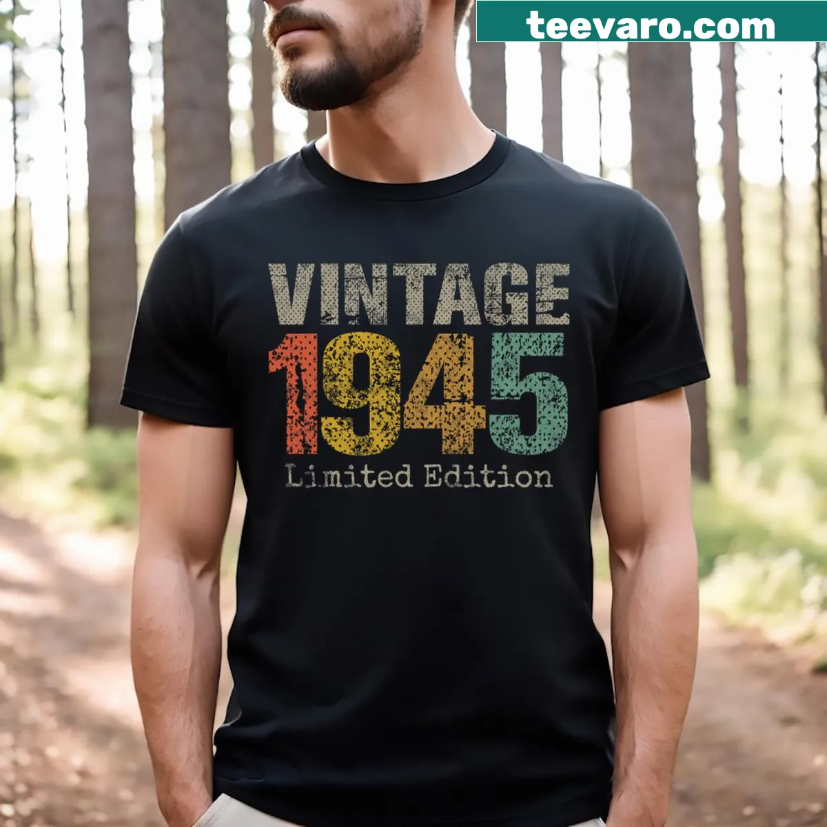 Vintage-style T-shirt celebrating a 79-year-old's birthday — on a men's t-shirt