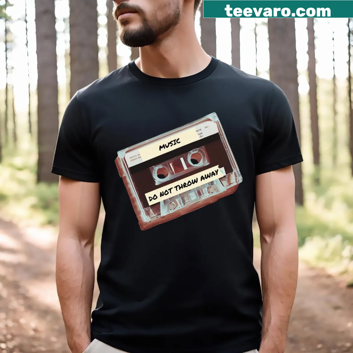 Retro T-shirt with cassette design celebrating 80s and 90s nostalgia — on a men's t-shirt