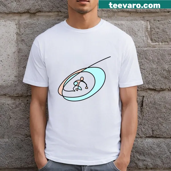 Abstract surfer graphic on a T-shirt celebrating surf culture