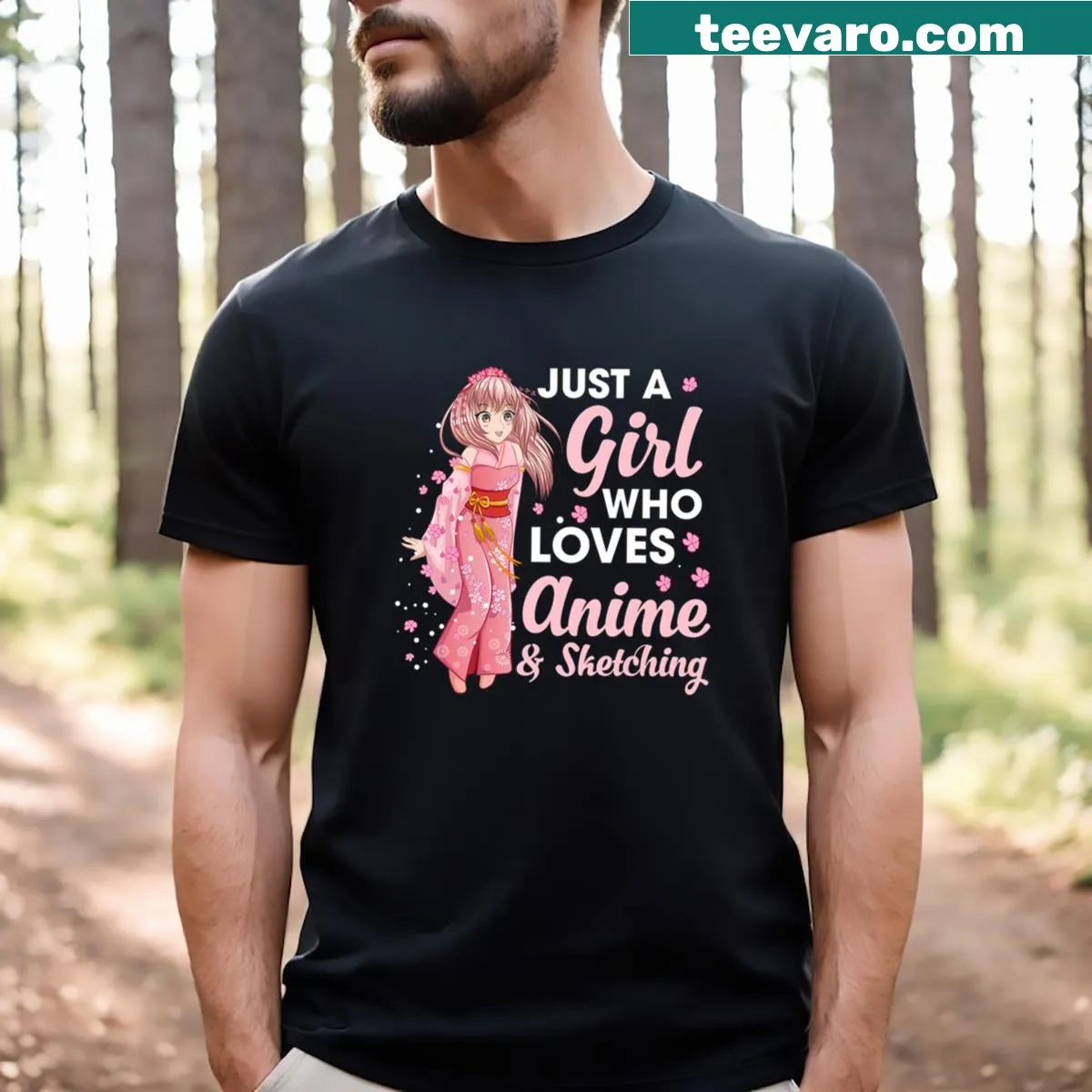T-shirt with playful text about anime and sketching — on a men's t-shirt