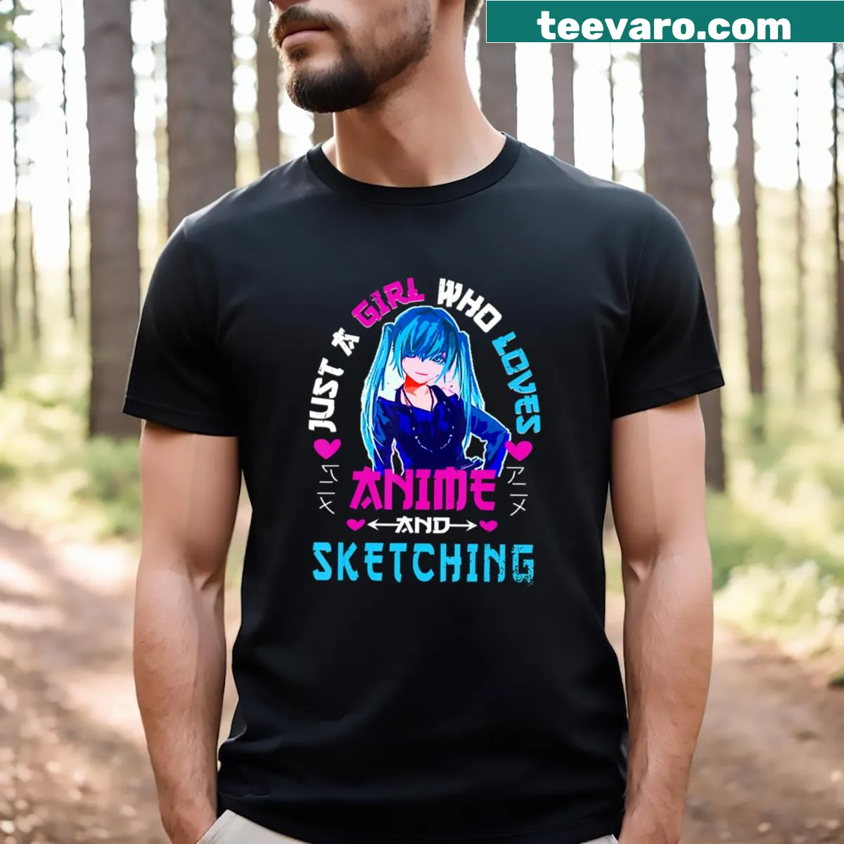 Anime-themed T-shirt for sketch-loving teens — on a men's t-shirt