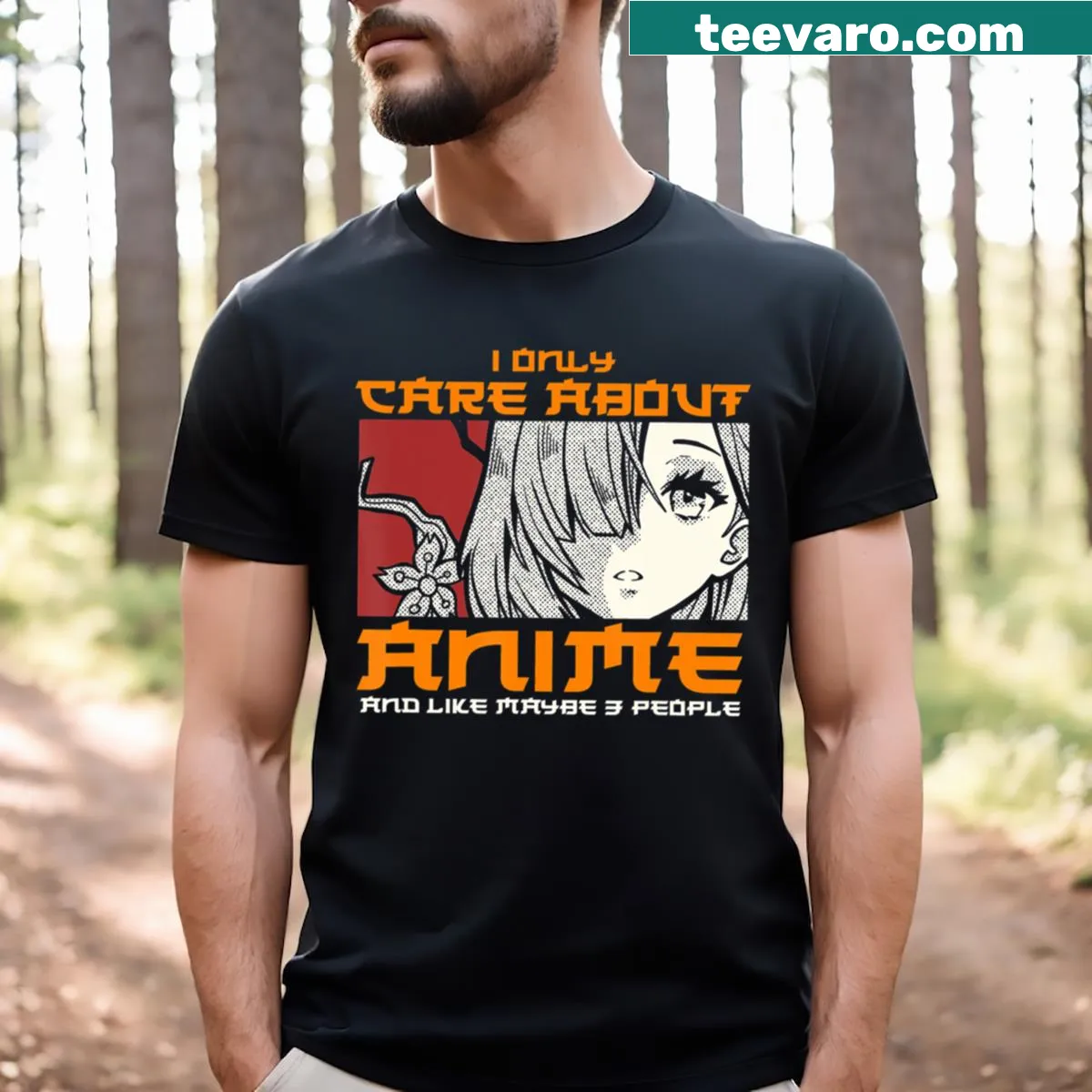 Funny T-shirt for introverted anime fans with humorous text — on a men's t-shirt