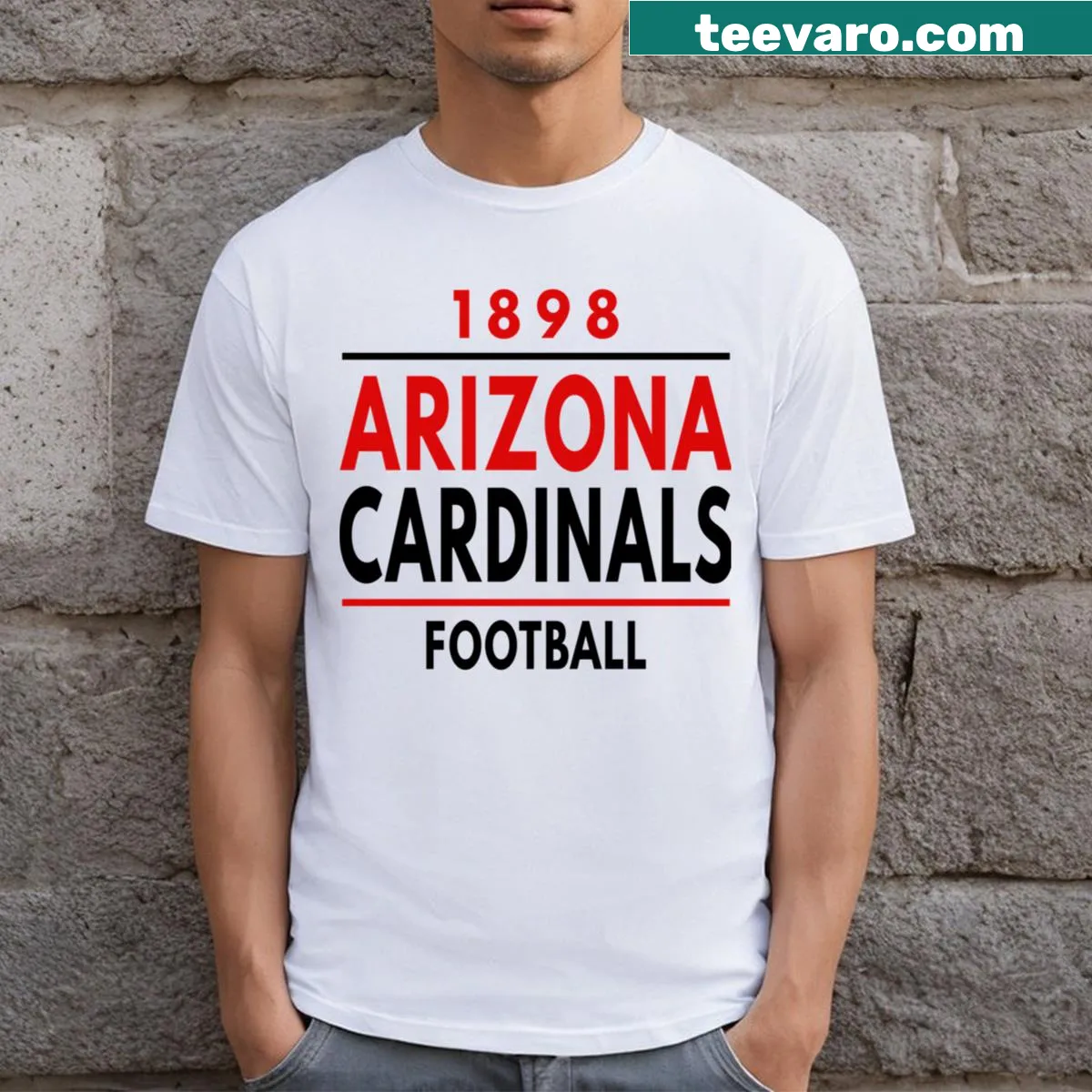 Arizona Cardinals t-shirt with team name and logo — on a men's t-shirt