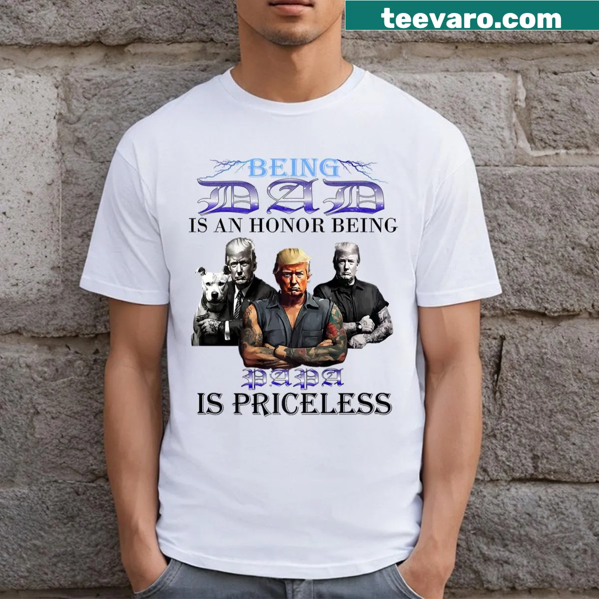 Sentimental Father's Day t-shirt with text about being a dad and papa — on a men's t-shirt