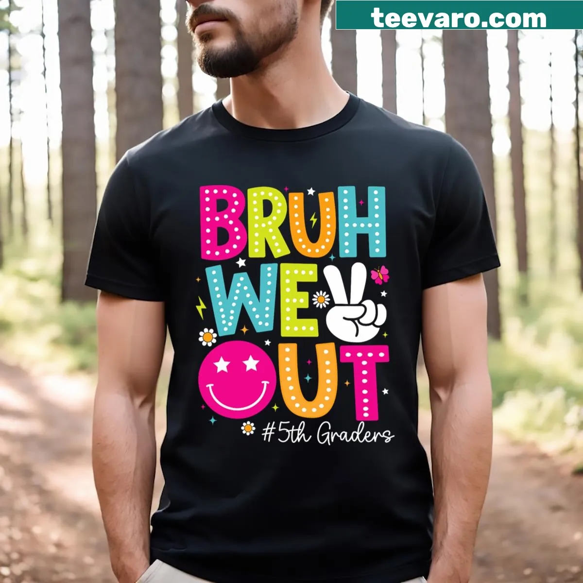 5th Grade graduation t-shirt with playful text for kids — on a men's t-shirt