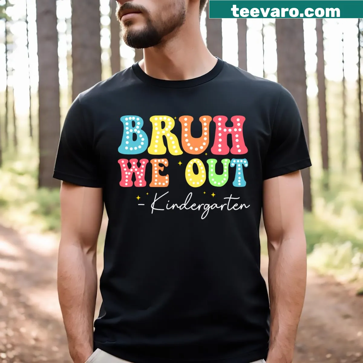 Kindergarten graduation t-shirt with playful design for kids — on a men's t-shirt