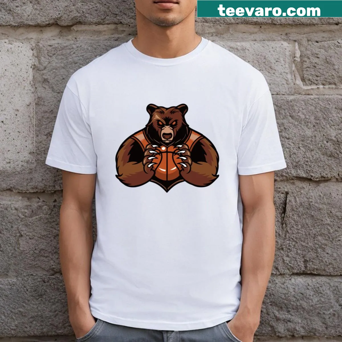 Chicago Bear illustrated graphic T-shirt — on a men's t-shirt