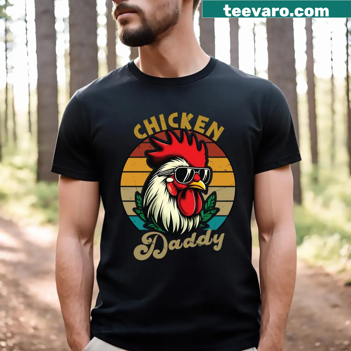 Funny 'Best Cluckin Dad Ever' Chicken Daddy T-shirt — on a men's t-shirt