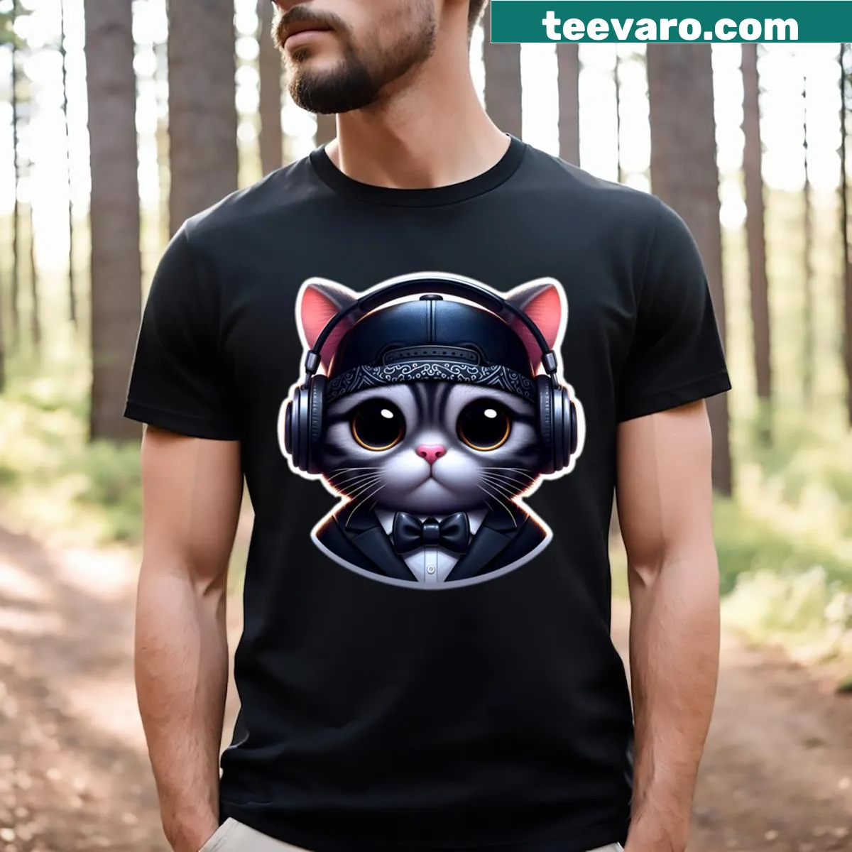 T-shirt featuring a cute collection of various cats — on a men's t-shirt