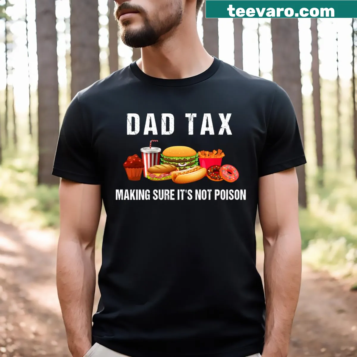 Funny graphic illustrating 'Dad Tax' on a T-shirt. — on a men's t-shirt