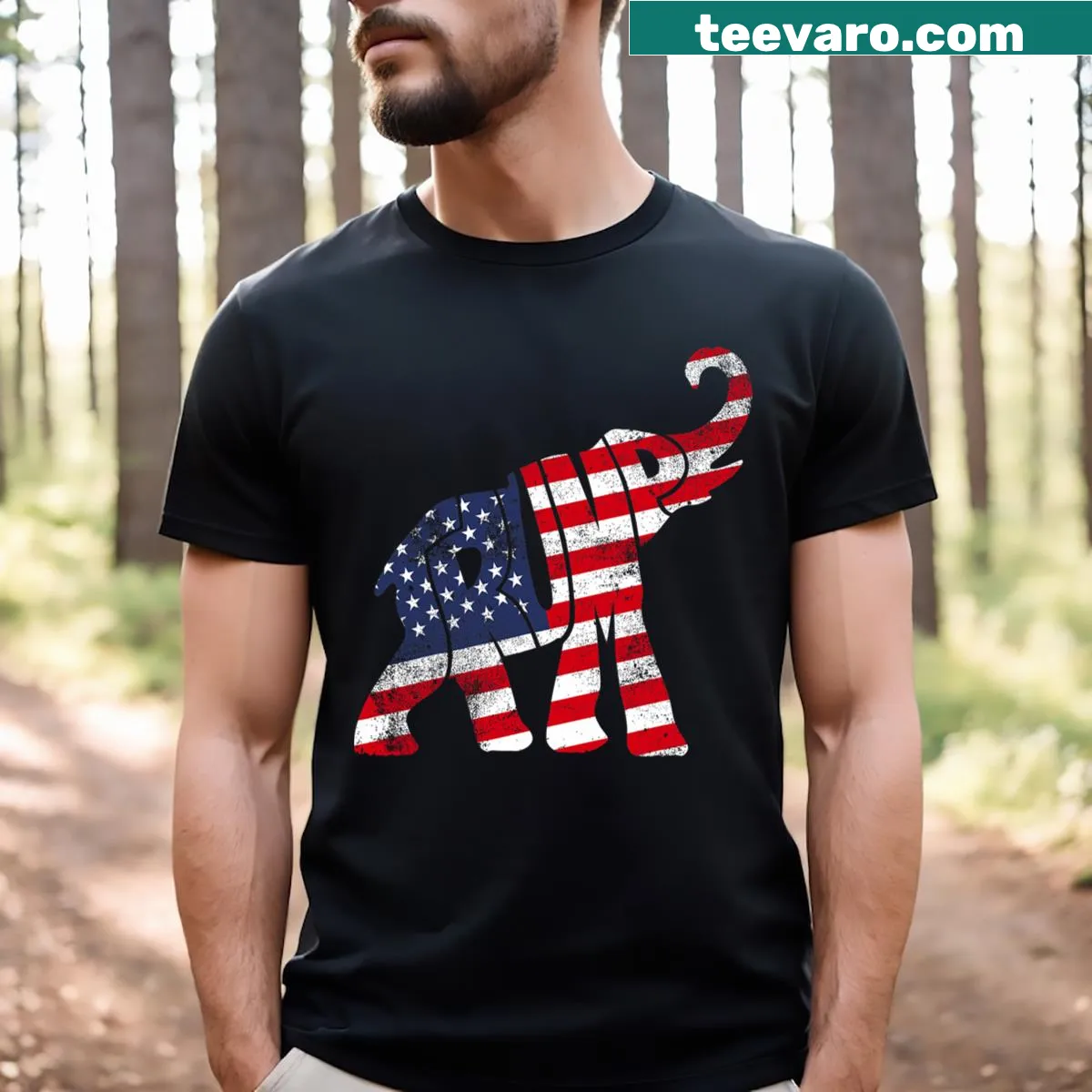 Republican elephant graphic with Trump 2024 text — on a men's t-shirt