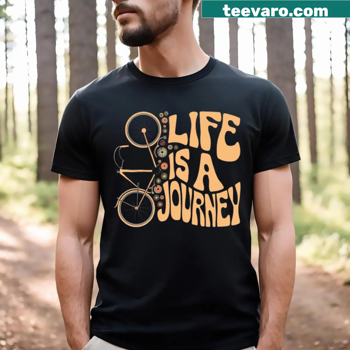 T-shirt with the phrase emphasizing life as a journey — on a men's t-shirt