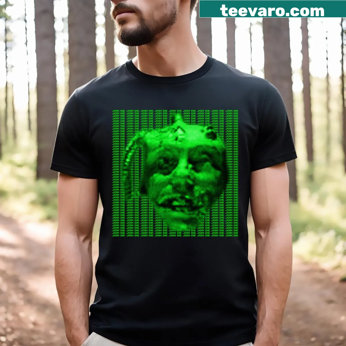 Gaming t-shirt with the phrase 'Join Die Join Die' — on a men's t-shirt
