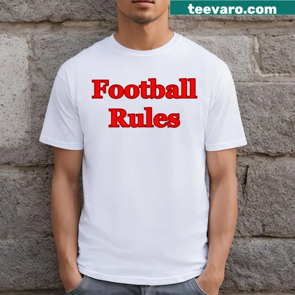 Football Rules t-shirt with playful typography design