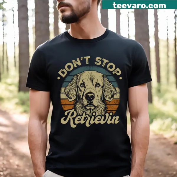 Cartoon golden retriever graphic on a cute dog lover tee
