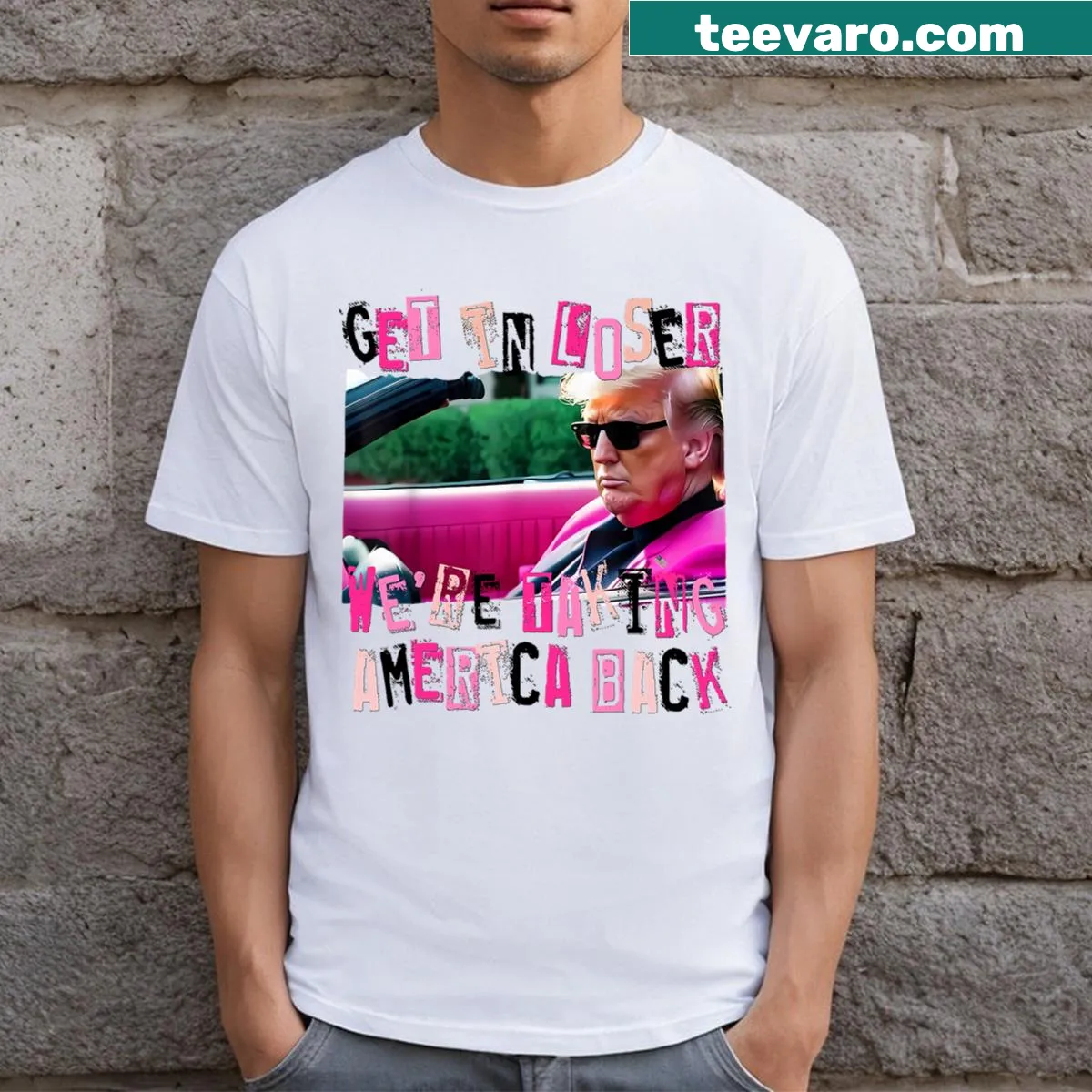 Funny Trump 2024 T-shirt with bold text design — on a men's t-shirt