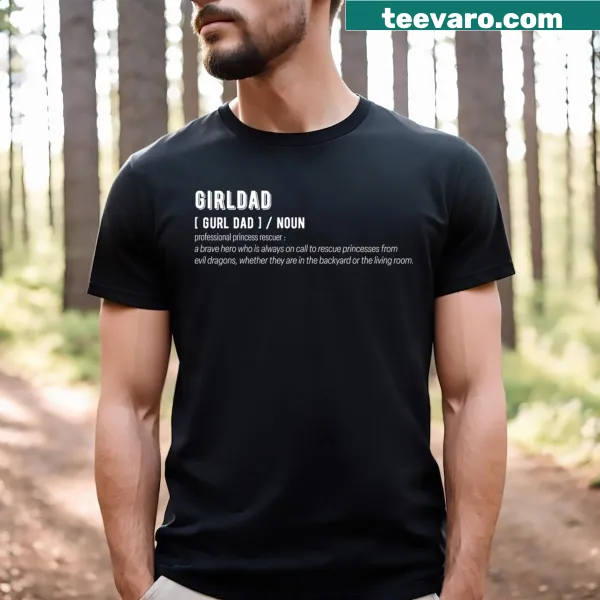 Retro quote celebrating Girl Dads on T-shirt