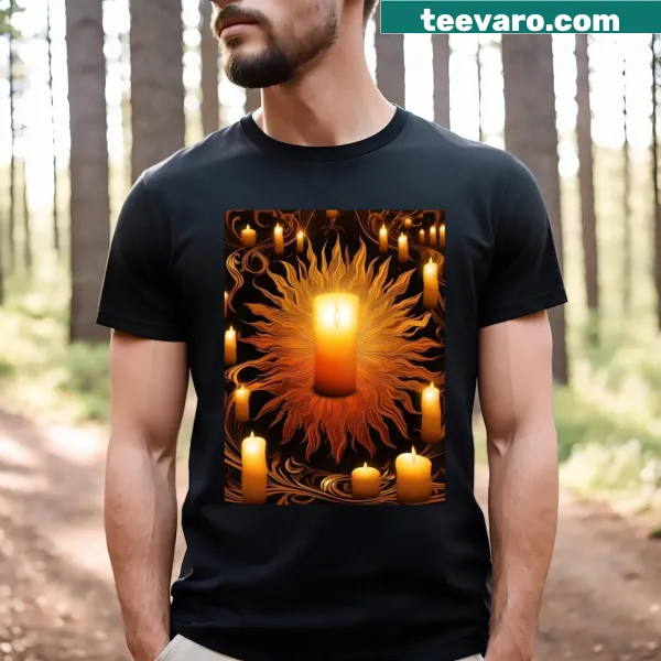 Artistic T-shirt depicting flames with bold typography