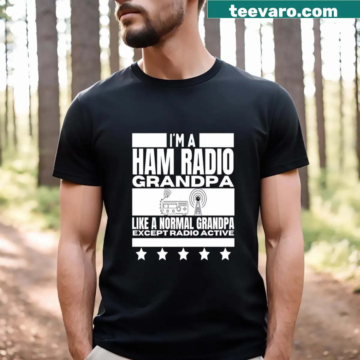 Funny t-shirt for grandpa with ham radio theme — on a men's t-shirt