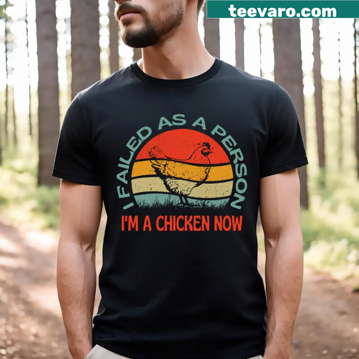 Funny chicken-themed t-shirt with a humorous saying about life choices — on a men's t-shirt