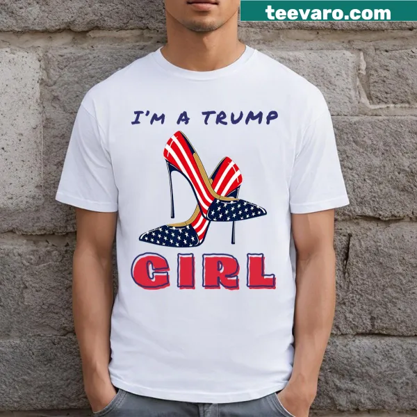 Trump Girl t-shirt with stilettos and American flag