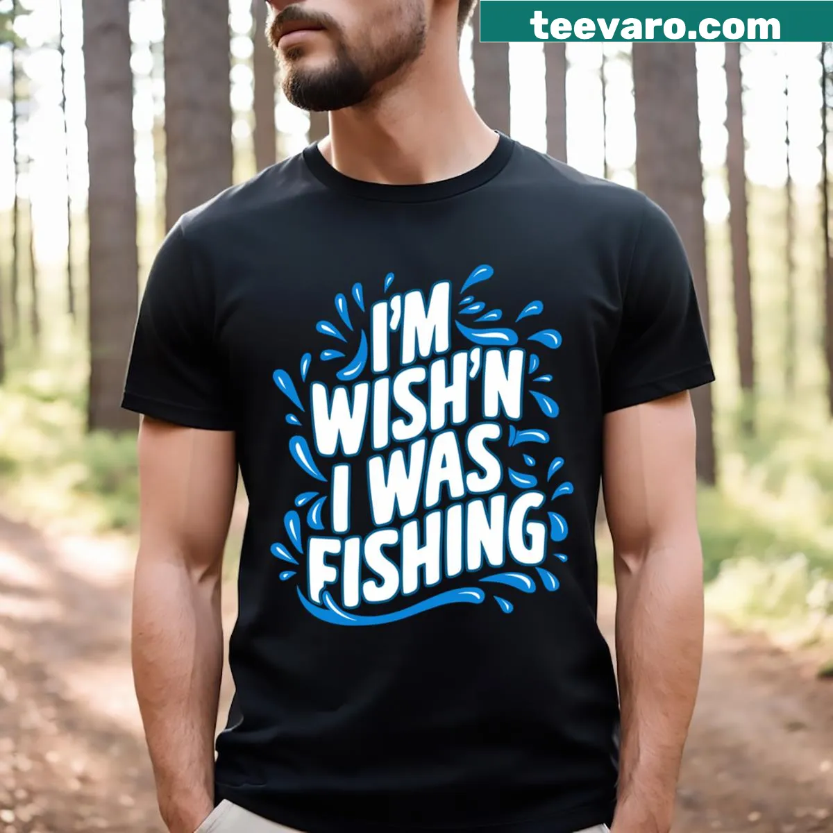 Casual fishing-themed T-shirt with playful text — on a men's t-shirt