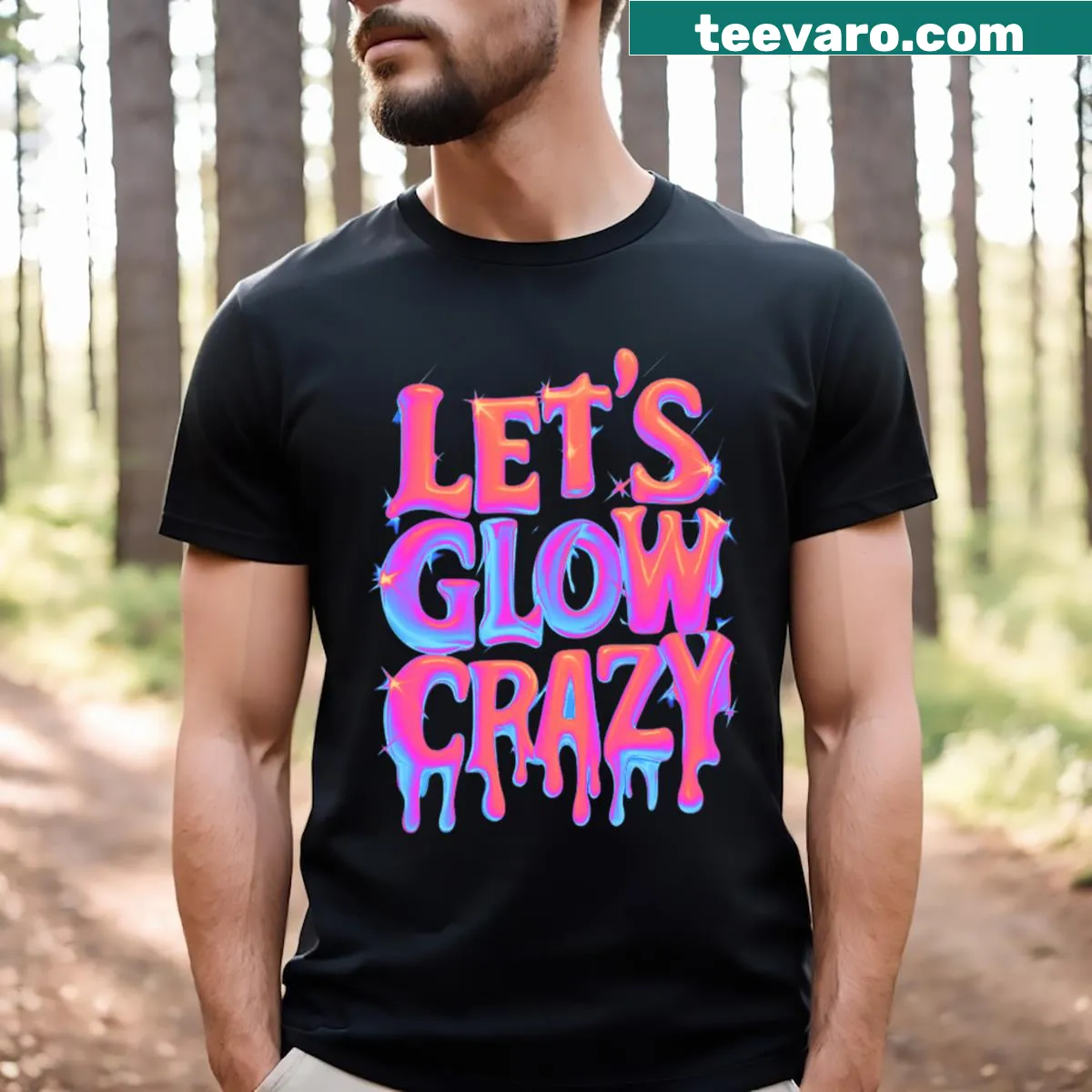 Retro quote and tie dye team T-shirt with colorful design — on a men's t-shirt
