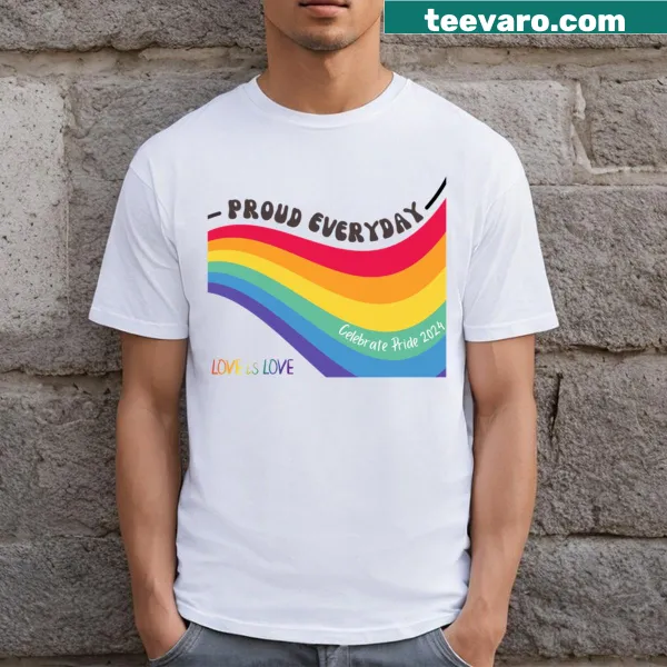 Pride t-shirt with Love Is Love text and rainbow design