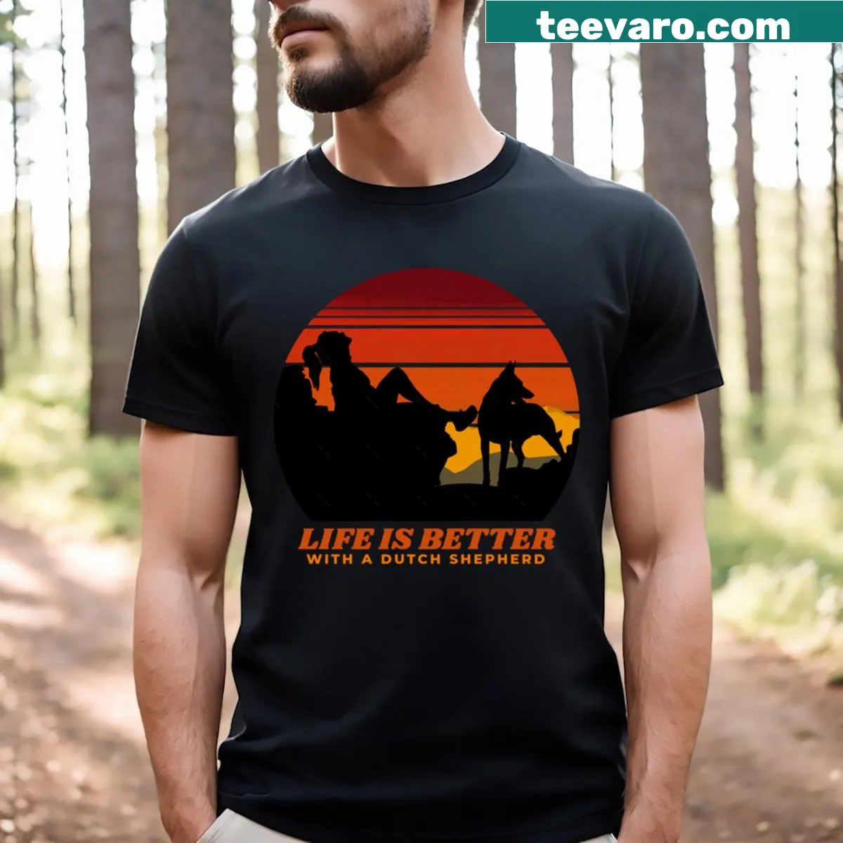 T-shirt featuring Life Is Better With A Dutch Shepherd text — on a men's t-shirt
