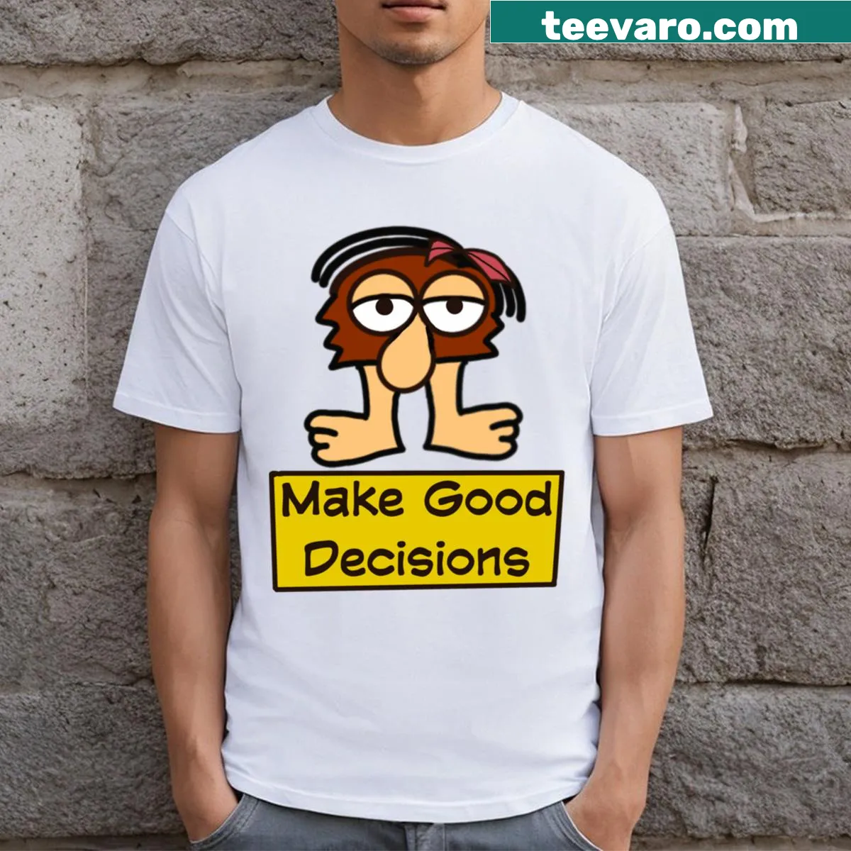 T-shirt with the phrase 'Make Good Decisions' in a simple style — on a men's t-shirt