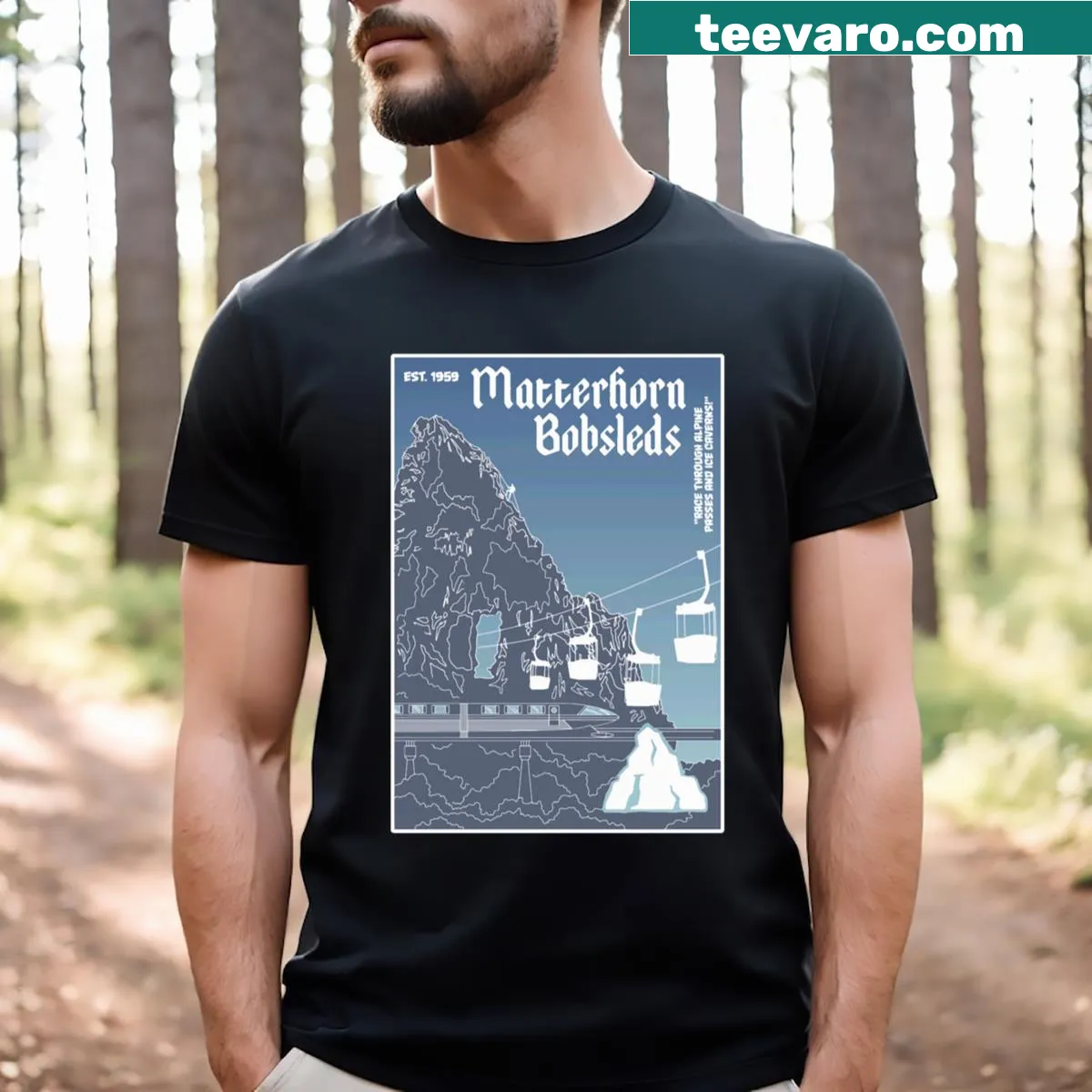 Minimalist Matterhorn graphic t-shirt in icy grey — on a men's t-shirt