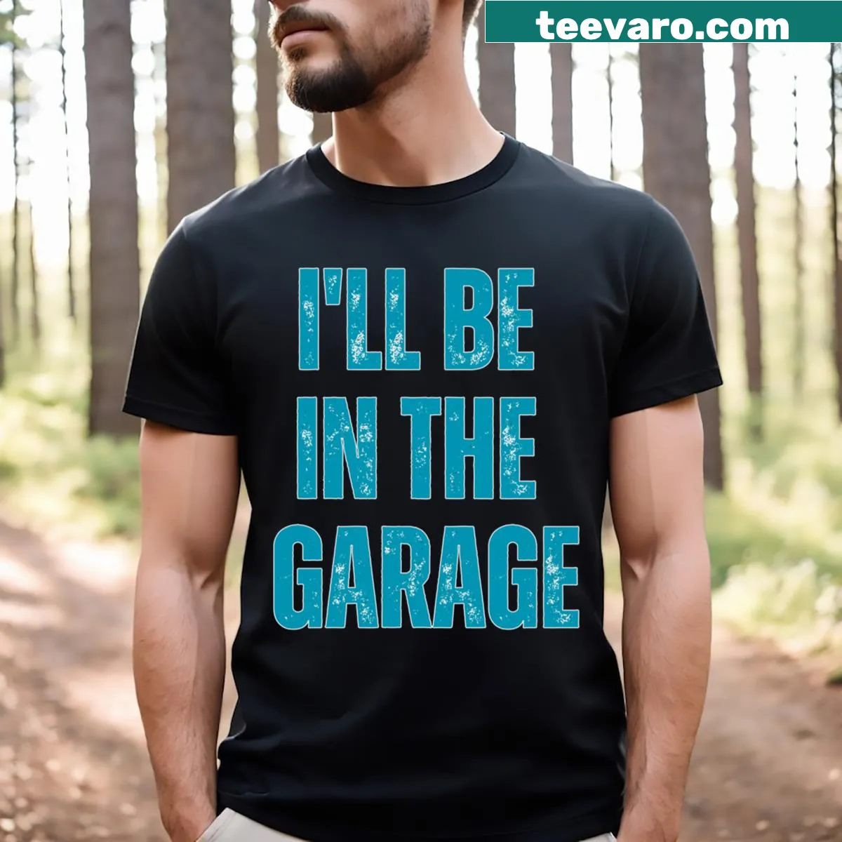 Car mechanic dad T-shirt with humorous garage graphic — on a men's t-shirt