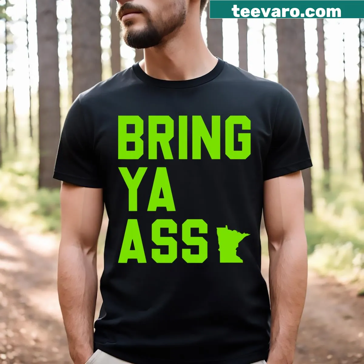 Funny Minnesota t-shirt with bold text design — on a men's t-shirt