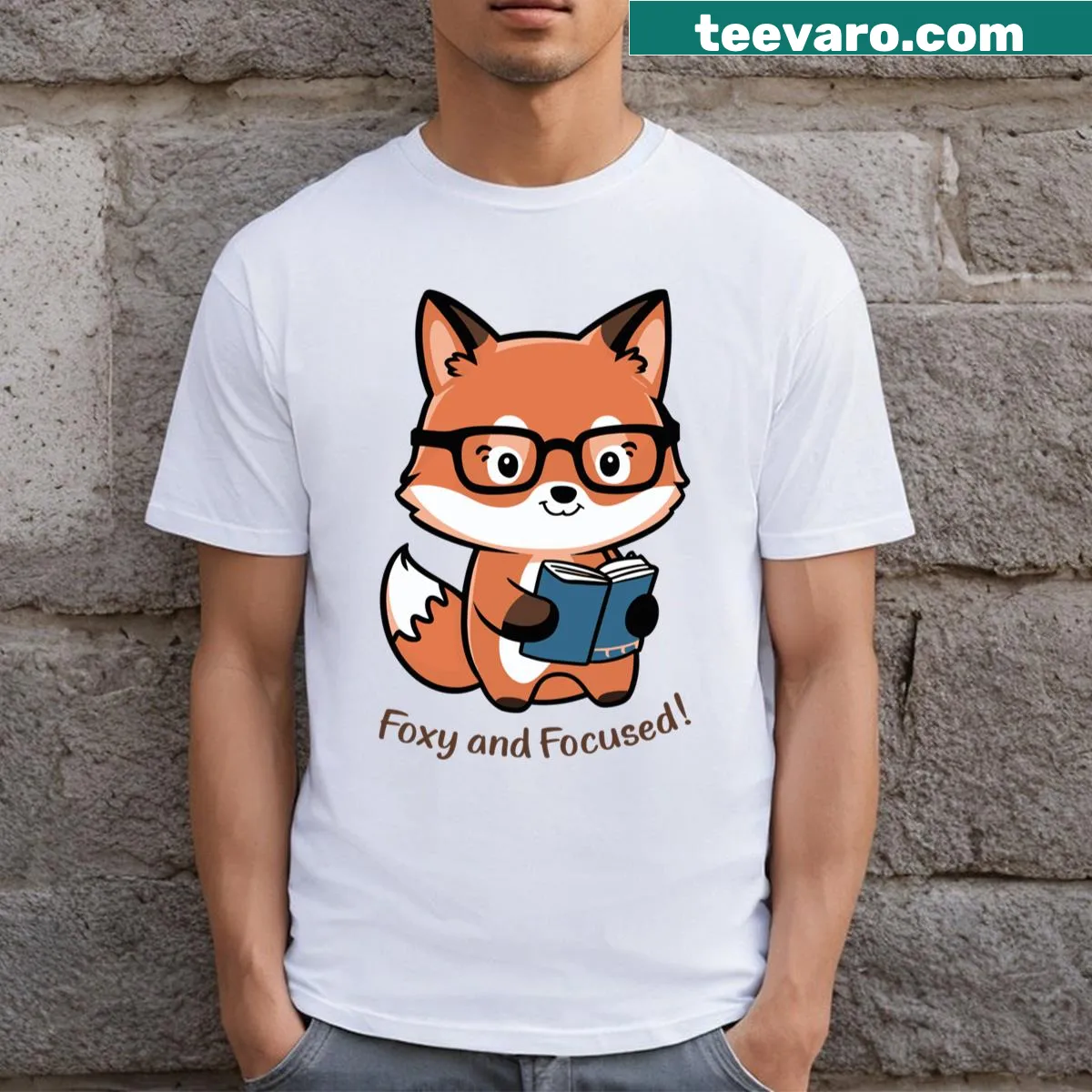 Motivational t-shirt featuring an illustration of a focused fox — on a men's t-shirt