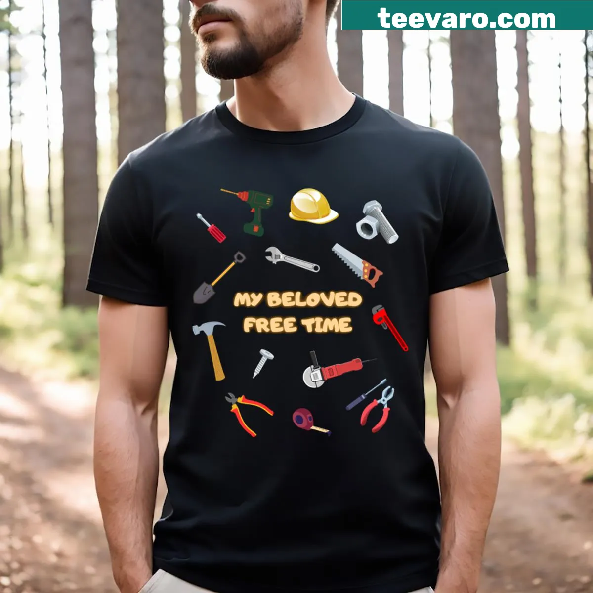 T-shirt with 'My Beloved Free Time' text for workaholics — on a men's t-shirt