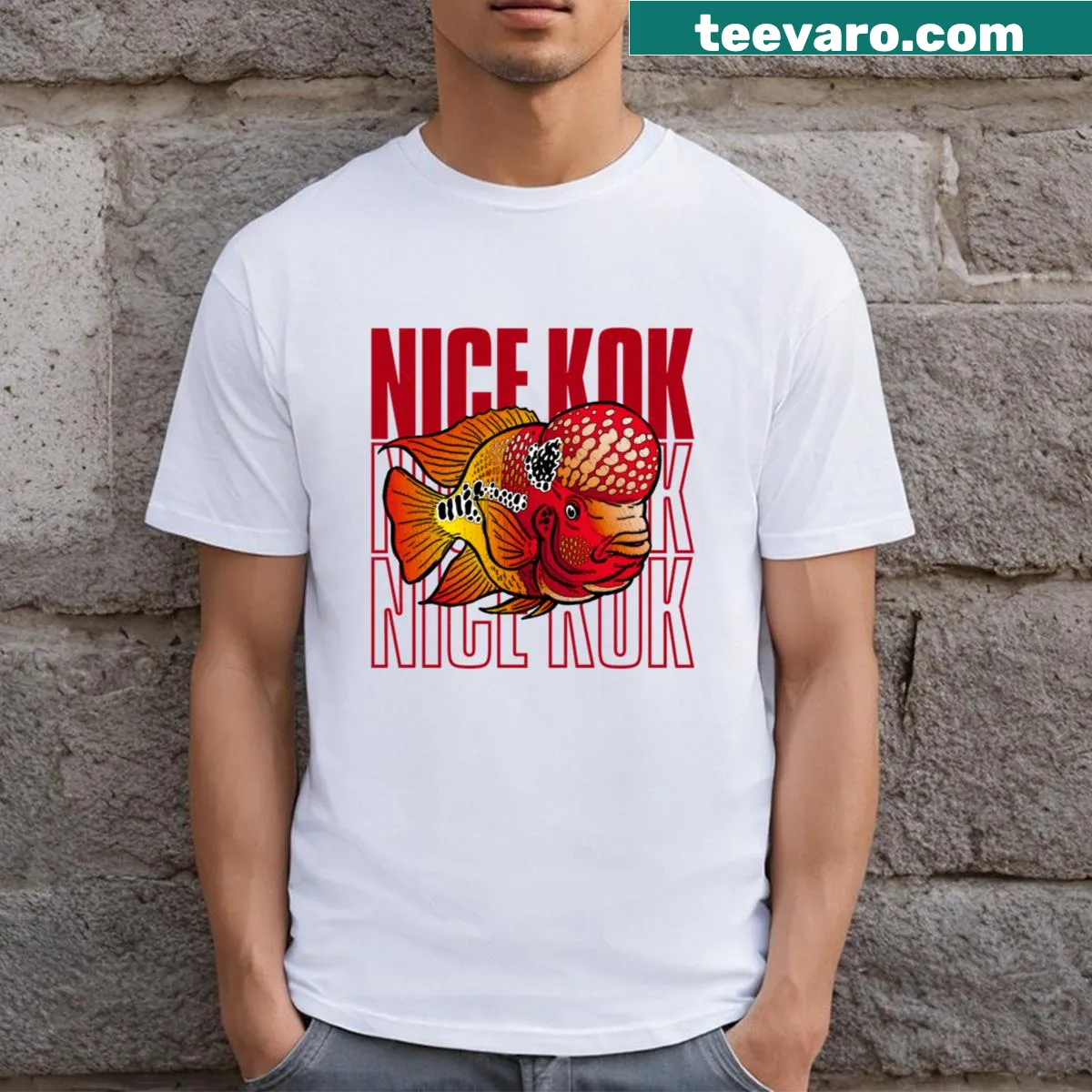 Funny fish keeper t-shirt with humorous text design — on a men's t-shirt