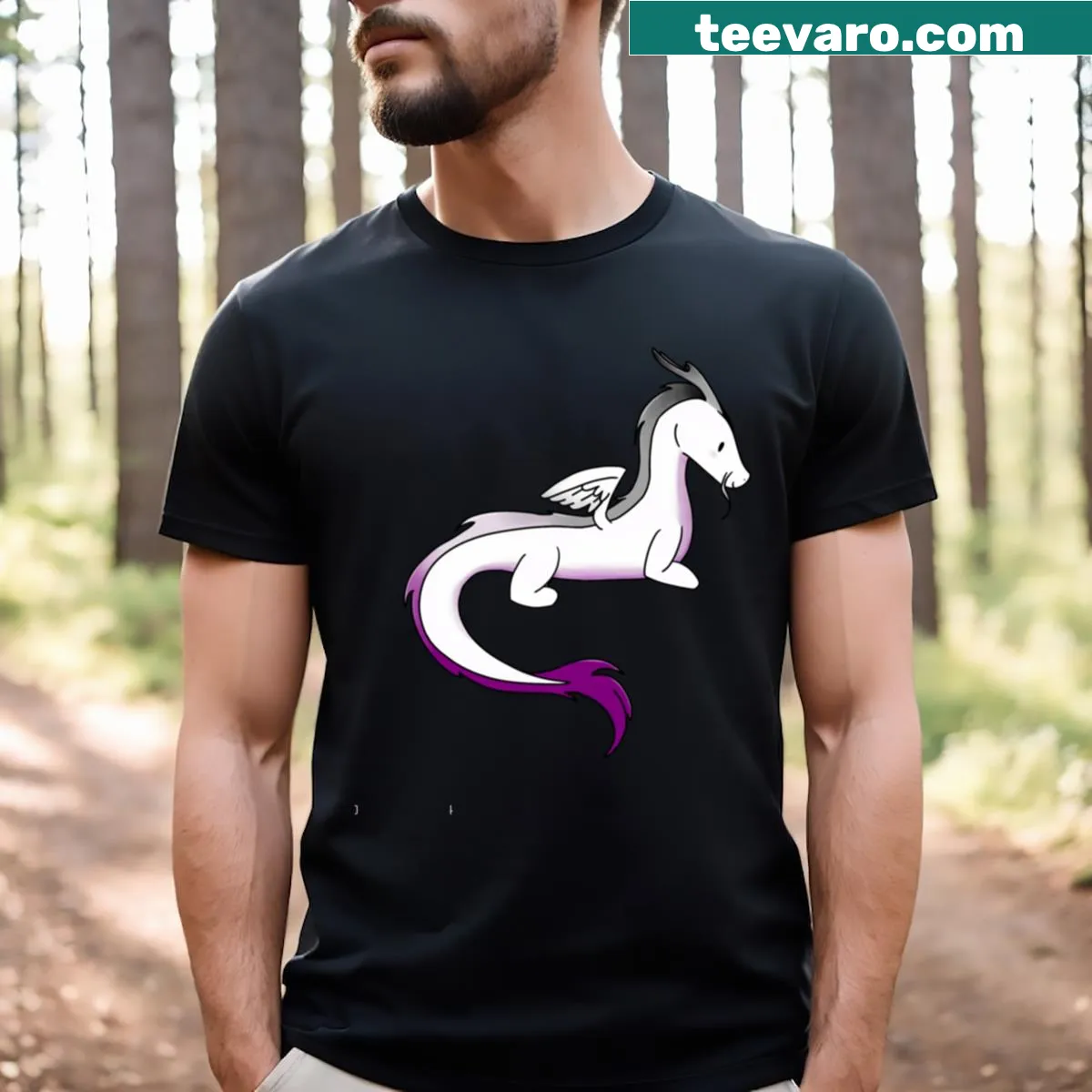 Dragon-themed long T-shirt with a fantasy design — on a men's t-shirt