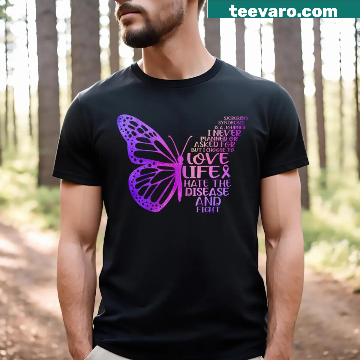 Inspirational message about Sjögren's Syndrome on a T-shirt — on a men's t-shirt