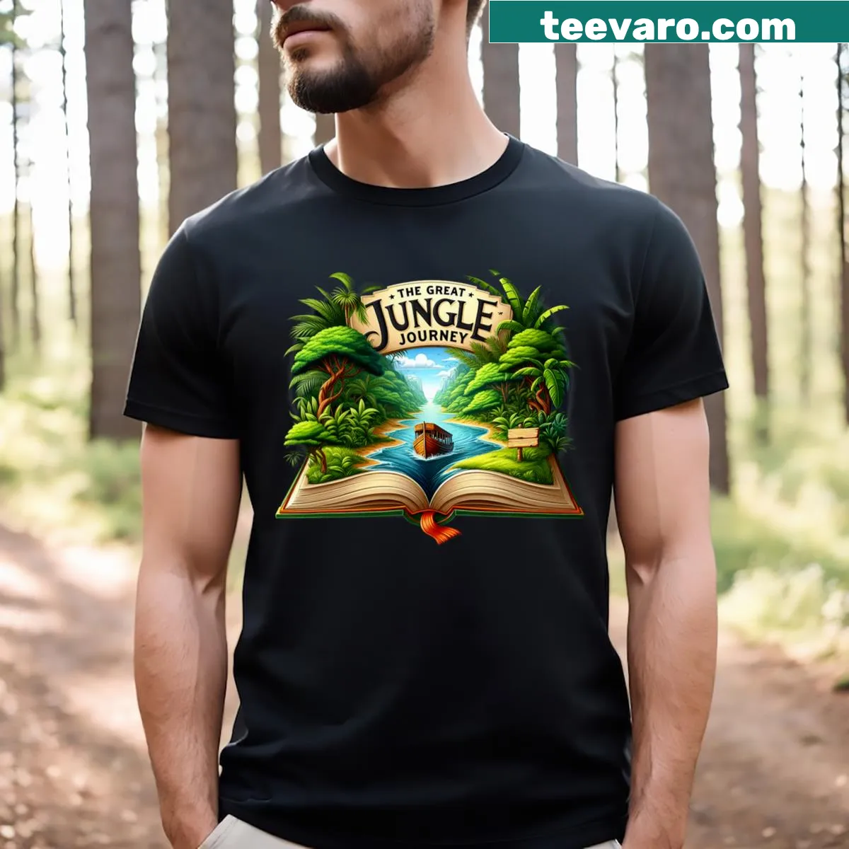 T-shirt featuring a whimsical boat graphic for Vacation Bible School — on a men's t-shirt