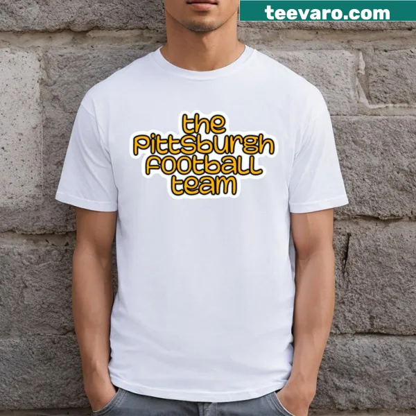 T-shirt featuring Pittsburgh football team graphics.