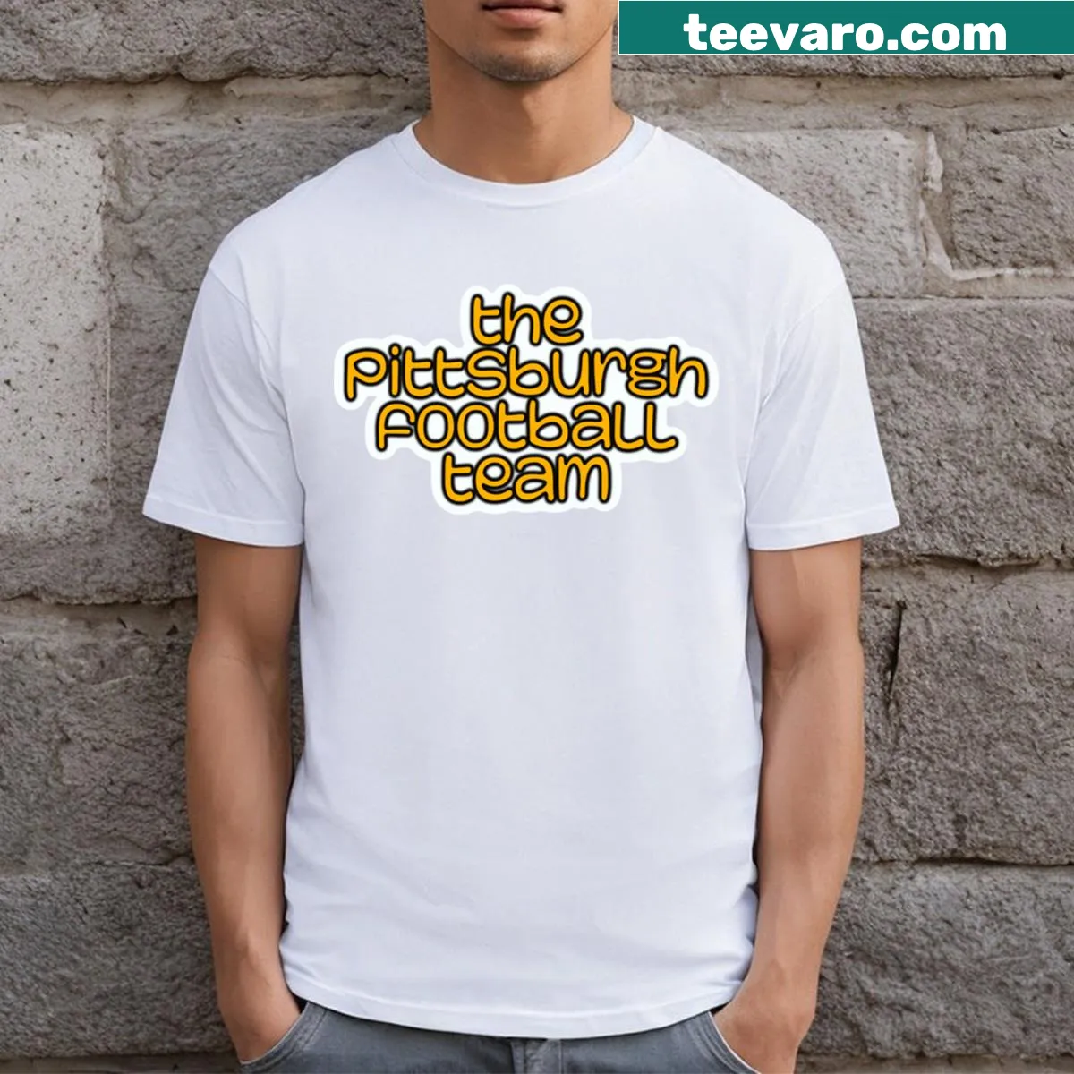 T-shirt featuring Pittsburgh football team graphics. — on a men's t-shirt