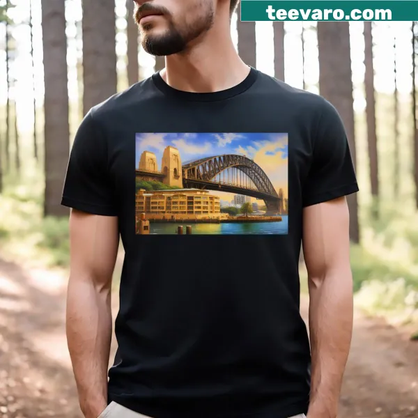Illustration of the Sydney Harbour Bridge on a T-shirt.